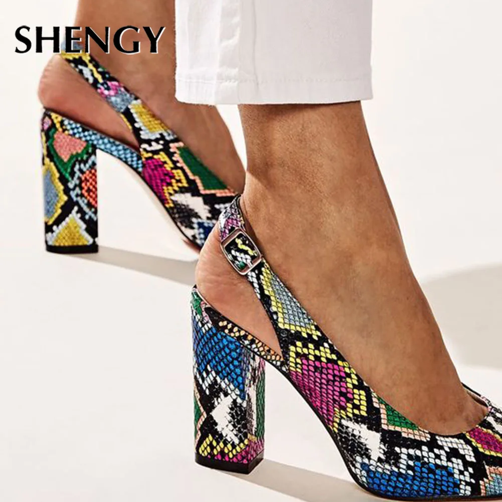 SHY High Heels 2020 New INS HOT Design Multi Snake Printed Summer Sandals Woman Shoes Party Lady Female Office Shoes