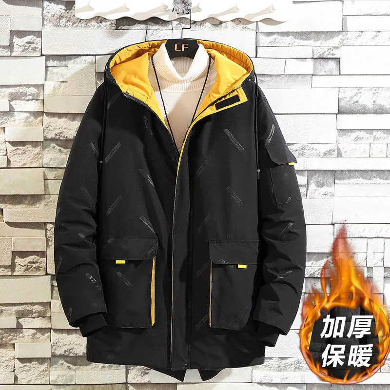 

Winter men's thick hooded jacket plus size bust 160cm 5XL 6XL 7XL 8XL 9XL 10XL loose long sleeve trench coat men 2 colors