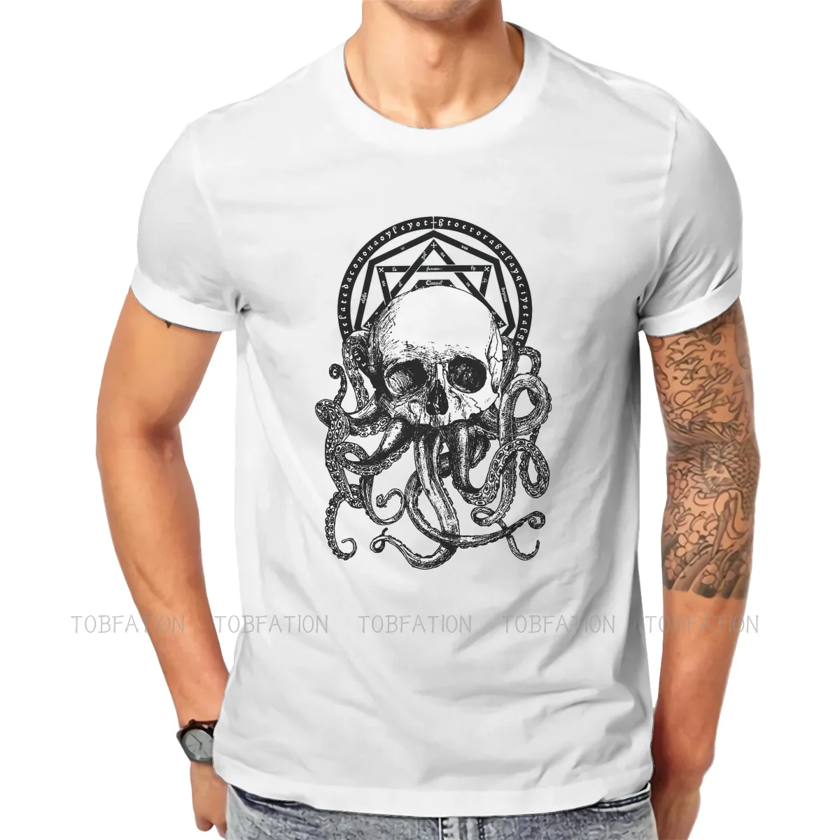 Skull Fashion Cool Creative Art Cartoon Pieces of Cthulhu T Shirt Vintage Summer Oversized Cotton Men's Clothes O-Neck TShirt