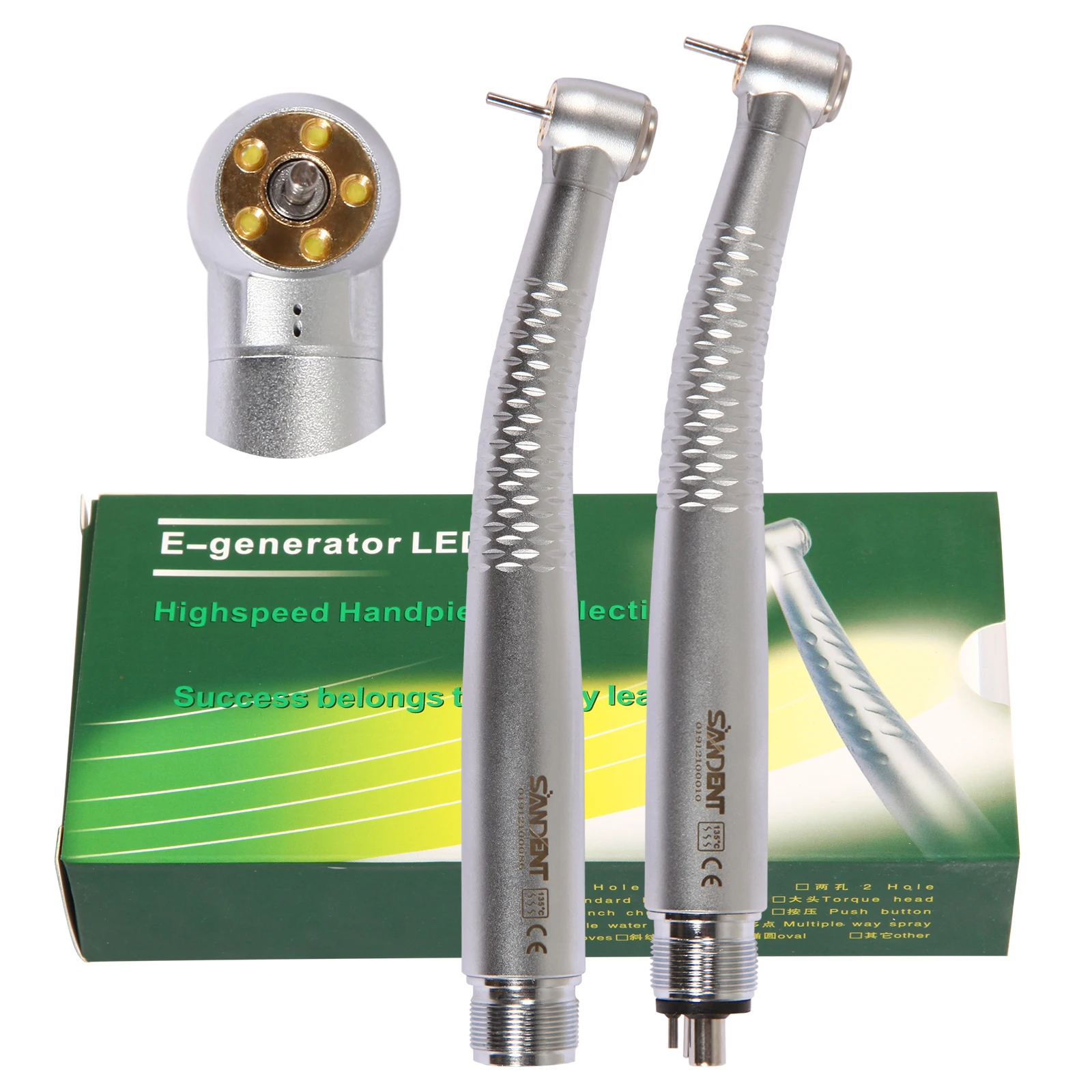 KAVO Style Dental 4/2 Hole 5 LED lights High Speed Handpieces E-generator Push Button Type Air Turbine/Rotor High Quality