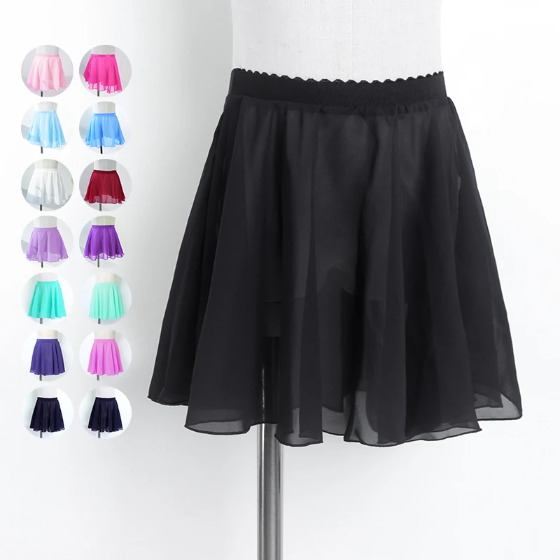 Ballet Tutu Skirt Girls Professional Dance Dress Pink Purple Black White Ballet Chiffon Skirt Children Dance Costume