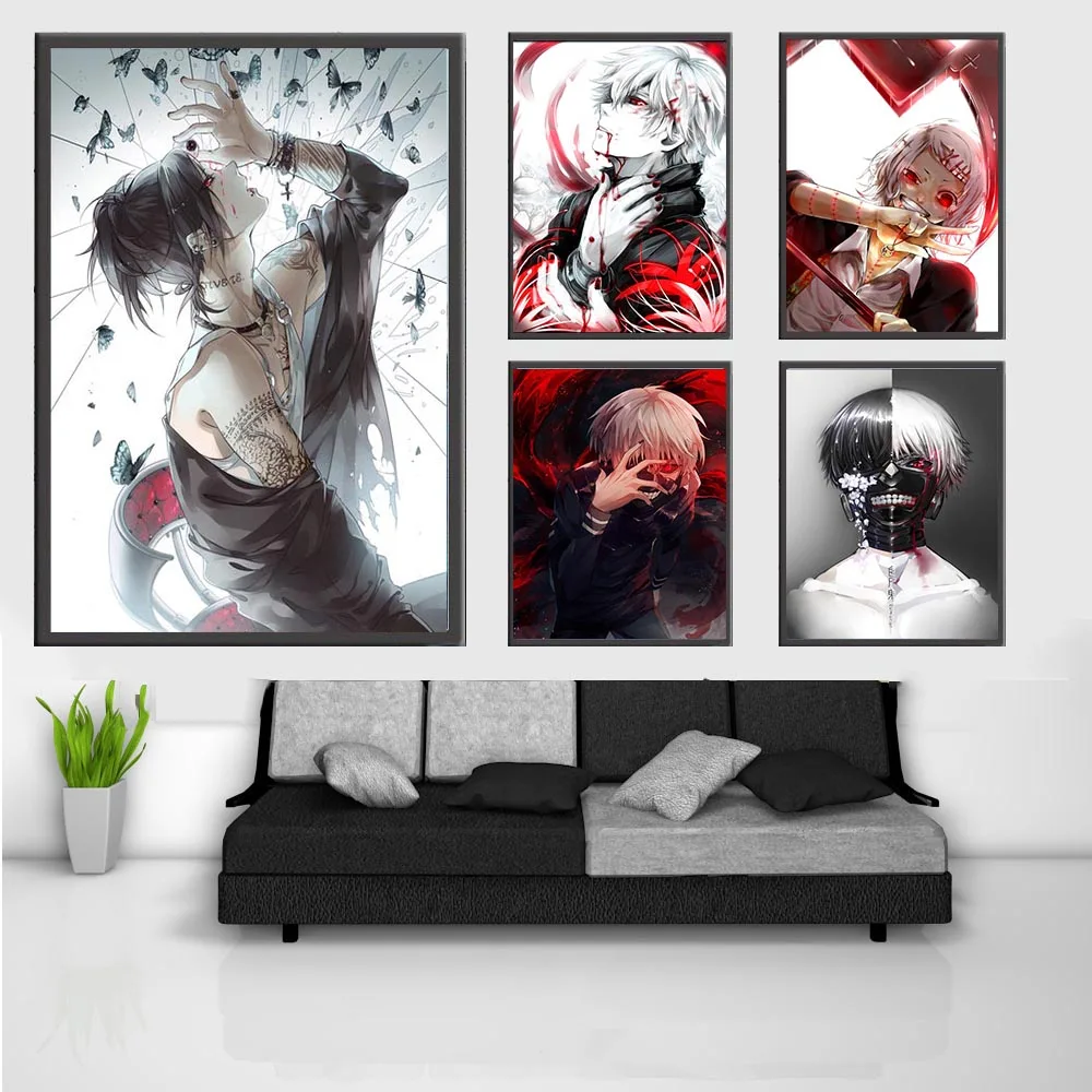 Cartoons Tokyo Ghoul Anime Vintage Wall Art Canvas Painting Simple Picture Posters And Print  Bedroom Living Room Home Decor