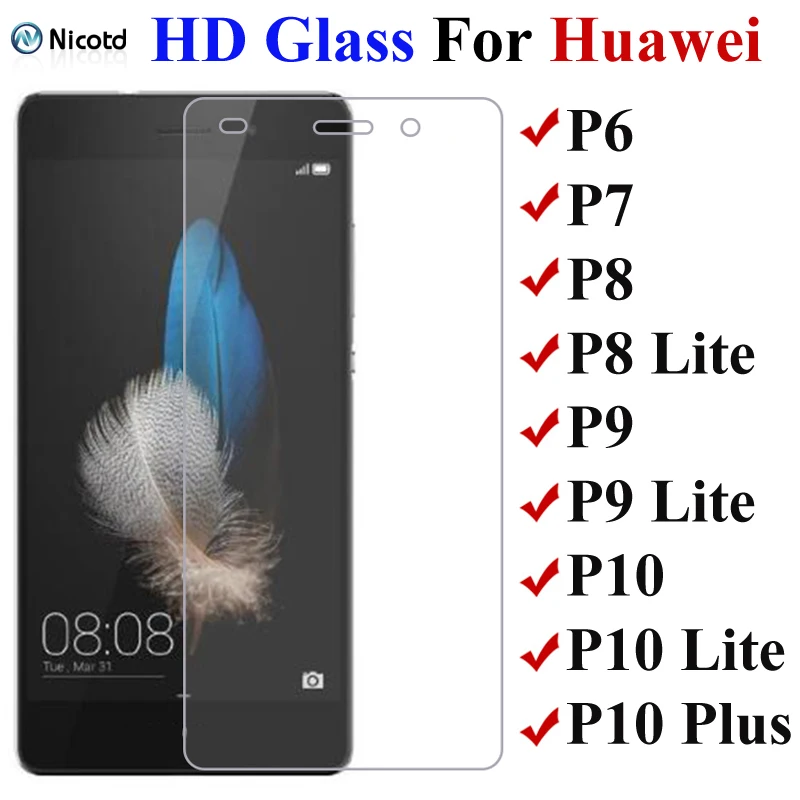 Защитное стекло NicoTD для Huawei P8 P9 P10 9H, Защита экрана для Huawei P8 Lite P9 Lite P10 Lite P8 Lite 2017