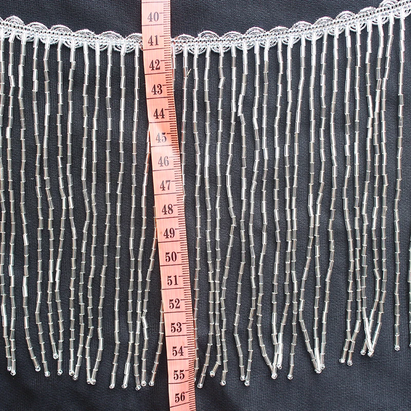 Rohrquasten-Kleiderzubehör, Spitzenbesatz, Hochzeits- und Abendkleid, Perlenverzierung, 38 Farben, Blau und Lila, 15 cm Breite – Detail 23