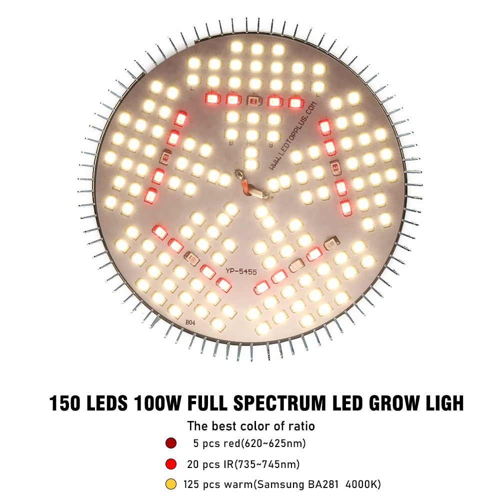 Samsung lm281BA 100W Full Spectrum LED Grow Light Par Bulb Lamp for Flowers Seeds Garden Vegetables Greenhouse