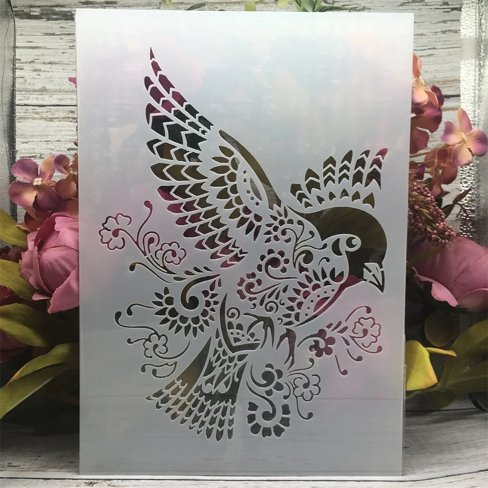 A4 29cm Mandala Bird Sparrow DIY Layering Stencils Wall Painting Scrapbook Coloring Embossing Album Decorative Template