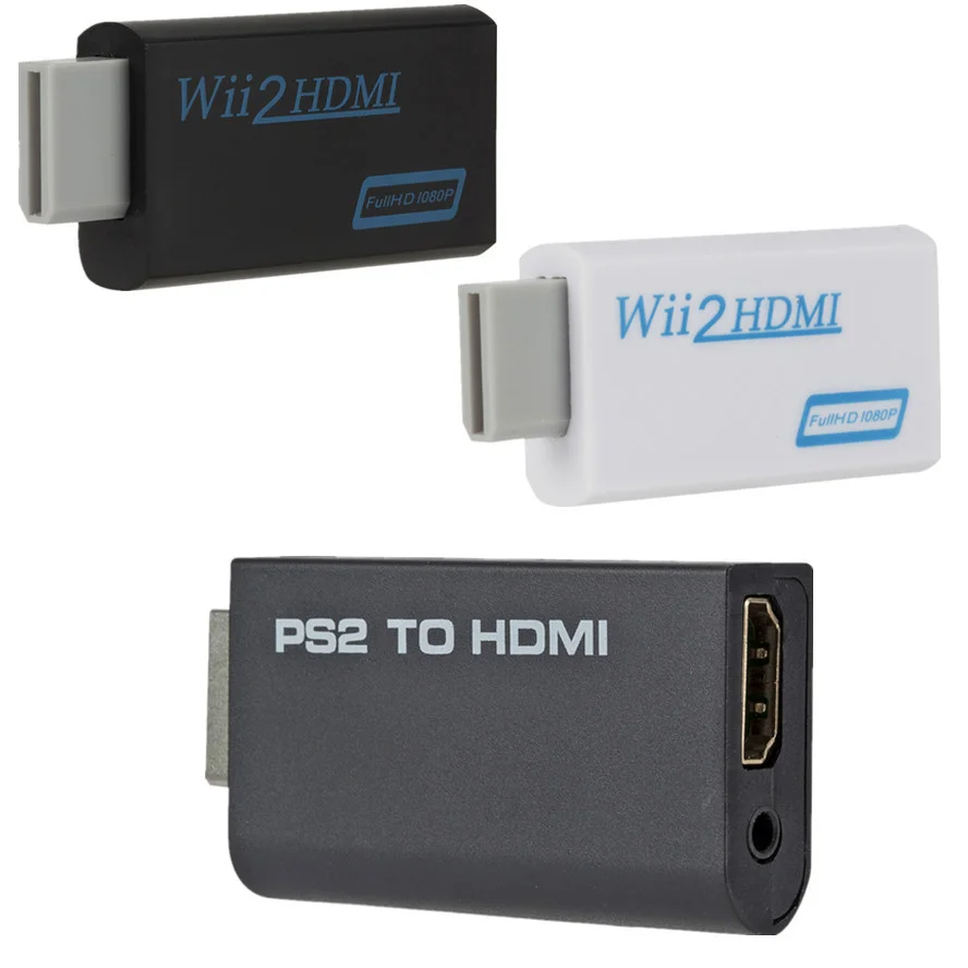 WVVMVV adattatore convertitore Audio Video da PS2 a HDMI compatibile 480i/480p/576i/adattatore convertitore da Wii a-compatibile Full HD 1080P