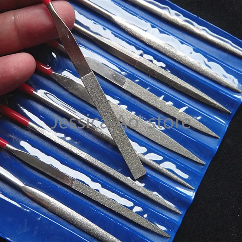 

10pcs 4x160mm 120grit Diamond File Hand Tools Assorted Set File Flat Sharp Pointed Round Hard Metal Carbide File