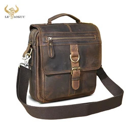 Crazy Horse Real Leather Male Vintage Shoulder Messenger bag Design Travel Cross-body Bag 8