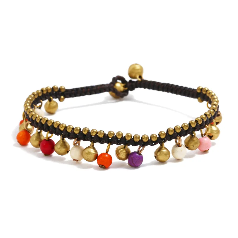 

Простой Бирюзовый браслет в европейском и американском богемном стиле, модный браслет на ногу ручной работы в пляжном стиле