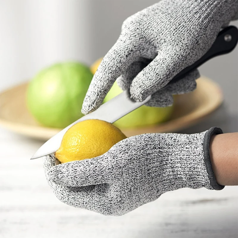 1 Pair Anti Cut Gloves High Performance Level 5 Protection HPPE Golves Knife Cut Resistant Protection Kitchen Home Garden Gloves