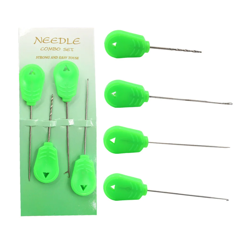 4pcs Baiting Needle Set Hook Drill Boilie Bait Carp Fishing Tackle Pesca Iscas 9/7cm Tools Bait Drill Stop/Gated/Puller Needles