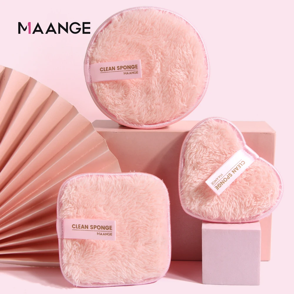 MAANGE 3Pcs แต่งหน้าฟองน้ำกล่องแผ่นผ้าไมโครไฟเบอร์กระพือล้างทำความสะอาดกระพือ Reusable หน้าเปียกพัฟ