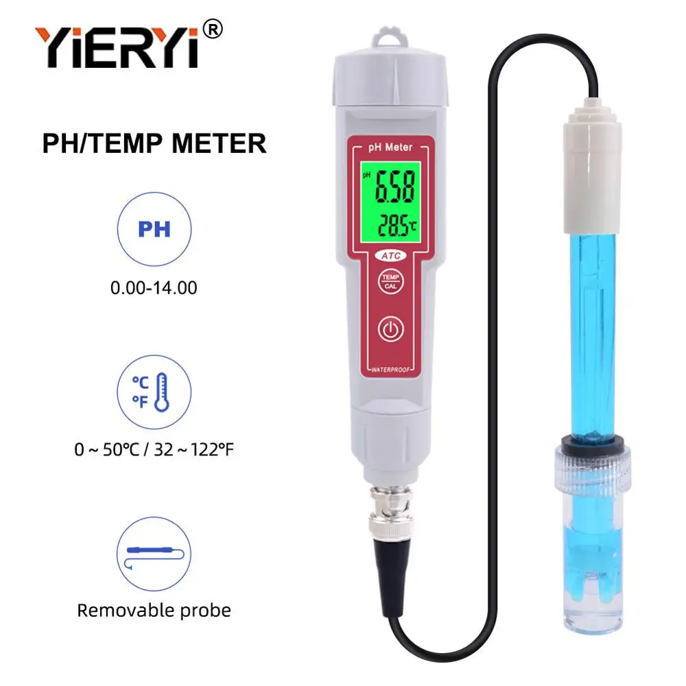 

yieryi Portable Digital Water Quality Tester Pen PH Meter Water Quality Test Pen PH-618B/L External Connection Electrode Tester