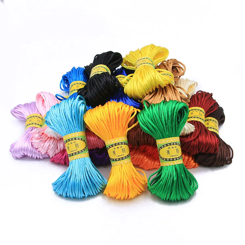 20 meter 2 mm 25 kleuren Chinese knoopkoord Rattail satijn gevlochten voor doe-het-zelf sieraden bevindingen accessoires maken materiaal armband