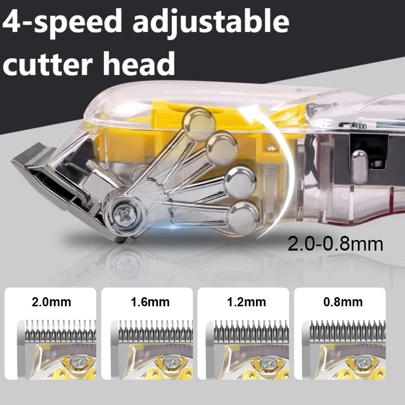 プロのバリカン,透明なスタイル,液晶ディスプレイ付き,電気バリカン,充電式,ヘアカット機