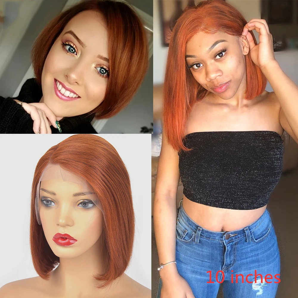 

180 Density Ginger Orange Colored T Lace Wig Transparent Lace Wig For Black Women Preplucked Headline Nabeauty Remy Hair 13x1