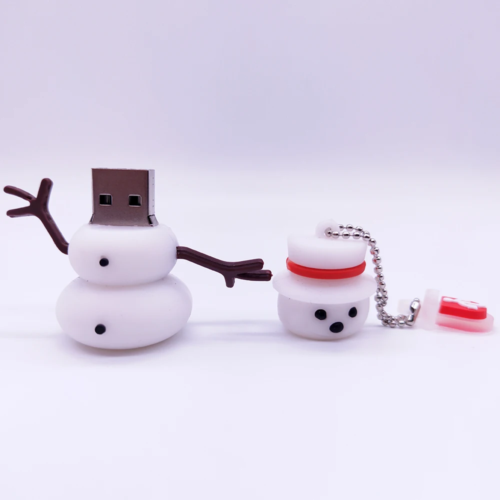 Kerst Sneeuwpop Usb Flash Drive Memoria Usb Stick Pendrive Memory Stick 4Gb 8Gb 16Gb 32Gb 64gb 128Gb Witte Sneeuw Flash Disk