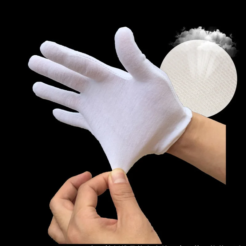 1 Pair Hight Quality 100% Cotton Lisle Inspection Work Gloves White Gloves Inspection Cotton Work Gloves Jewelry Lightweight