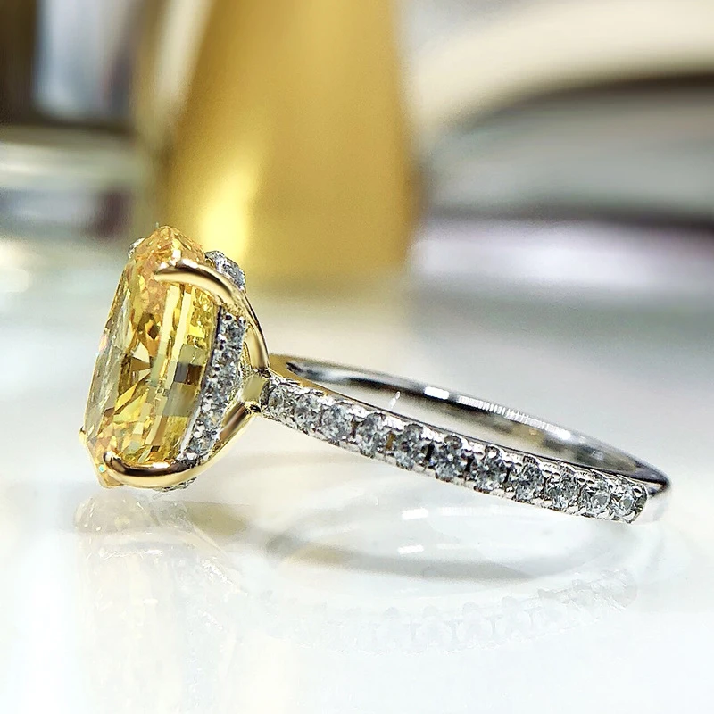 Imagem -02 - Anel Amarelo Oval em Prata Esterlina para Mulheres Diamante de Alto Carbono Joalheria Fina Espumante Diamante 100 Prata 8x12 mm Casamento Oevas-925