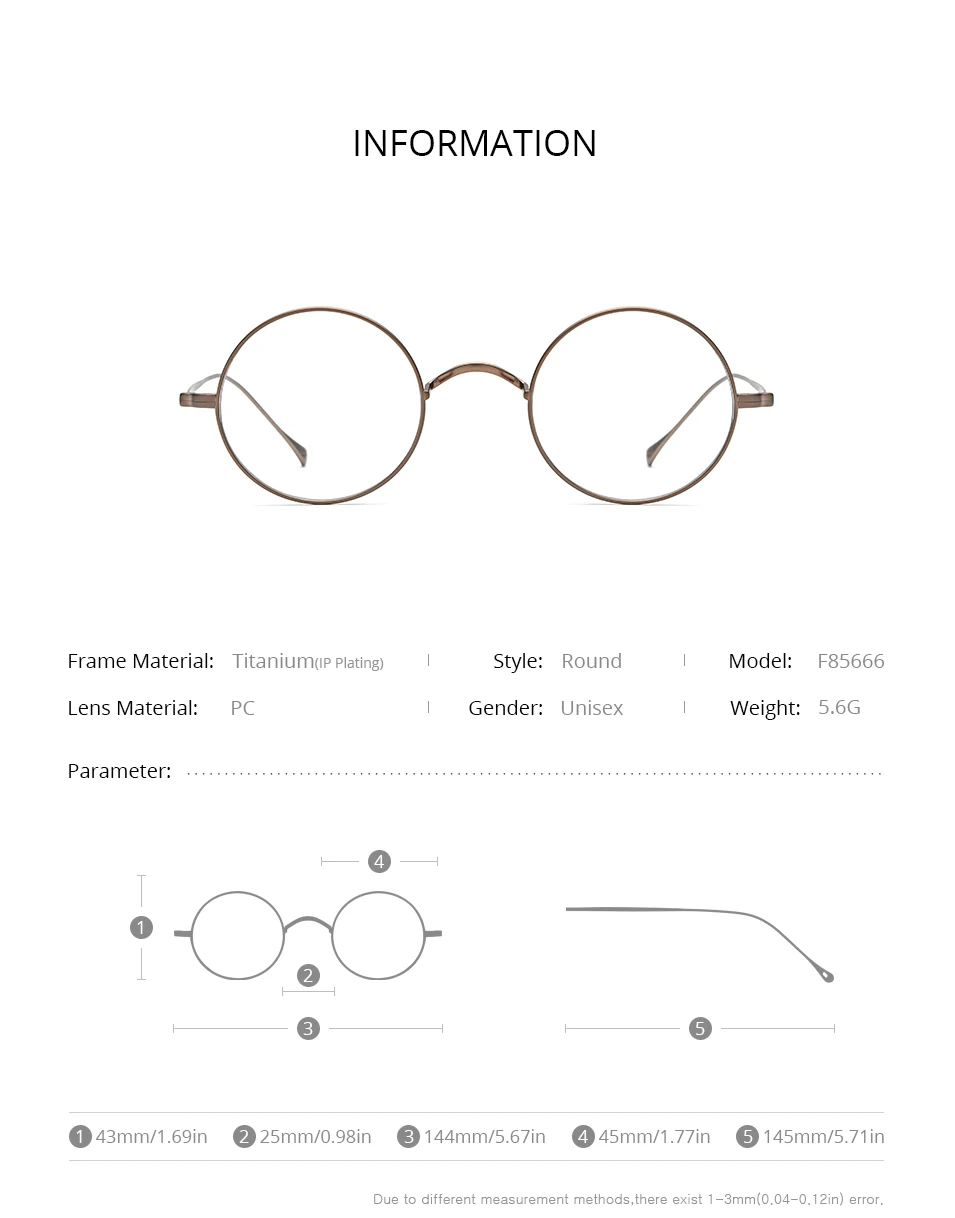 FONEX Titan Brille Rahmen Männer Marke Design Vintage Runde Brillen Frauen Retro Ultraleicht Japanische Hohe Qualität Brillen 85666 – Detail 4