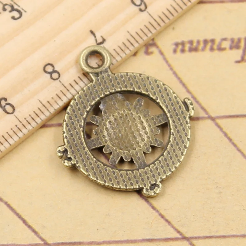 10 sztuk Charms kompas 28x24mm tybetański brąz srebrny kolor wisiorki antyczny tworzenia biżuterii DIY Handmade Craft — zdjęcie 5