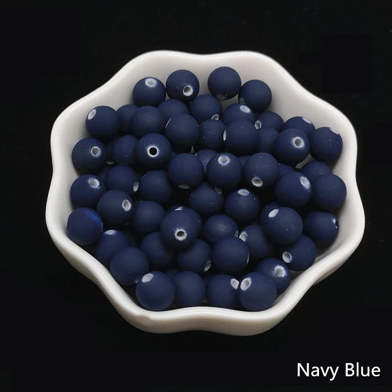 50pcs 8mm Rubber Beads Charm Neon Round Loose Spacer Acrylic for Jewelry Making DIY