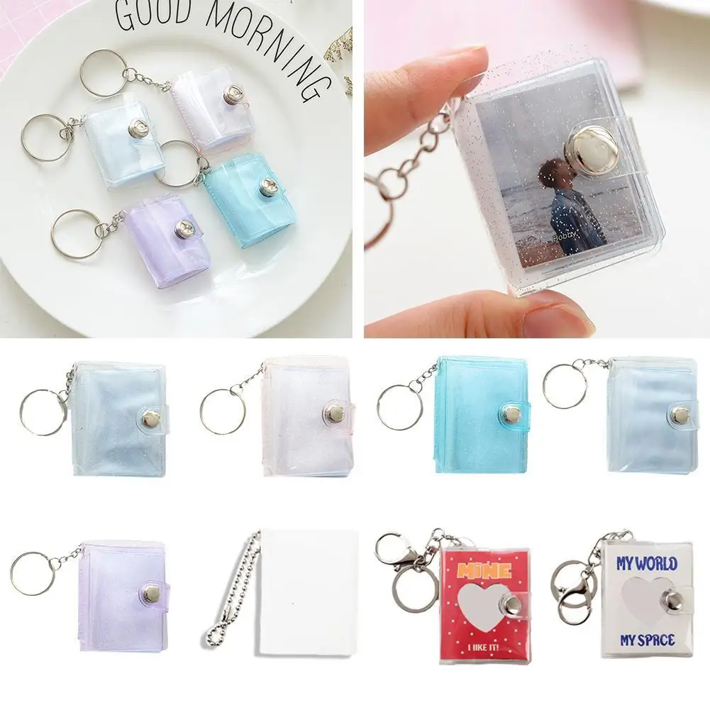1pc keychain photo album for Mini Photo Sticker Jelly Color Card Holder 2 Inch Photos Holder Portable Key Chain