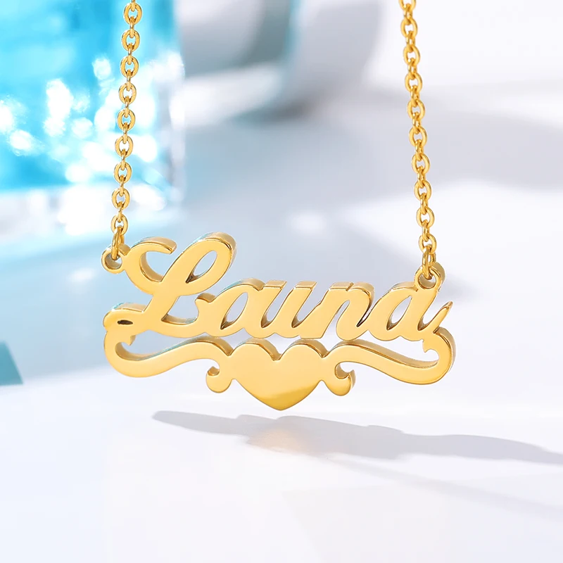 Custom Name Necklaces For Women Girls Personalized Heart Ribbon Nameplate Necklace Stainless Steel Choker Jewelry BFF Gifts