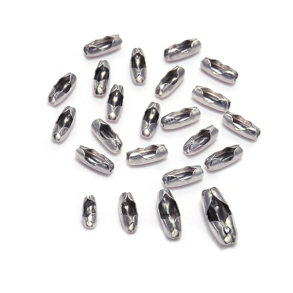 50Pcs/Lot 1.5-3.2mm Metal Stainless Steel Ball Chain Connector Clasps End Beads Crimp for DIY Jewelry Making Finding Supplies