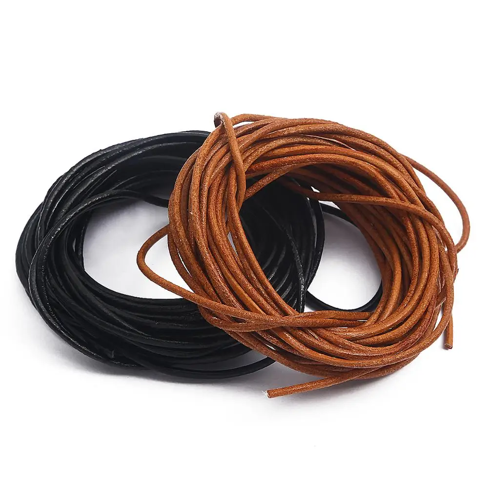 1-6mm Round Leather Rope Cord Dark Brown/Nude/Black Beading Cords Jewelry Findings For DIY Necklace Bracelet Material Supplies