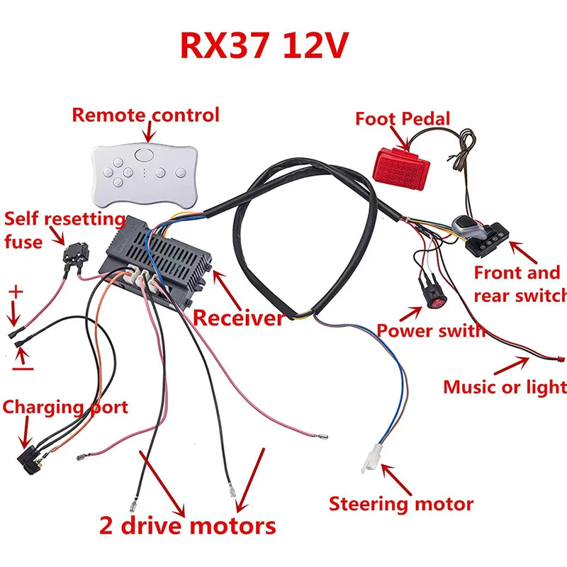 12V DIY Modified Harness Complete Set of Remote Control Circuit Board Switch Gearbox , Children Electric Ride On Car Accessories