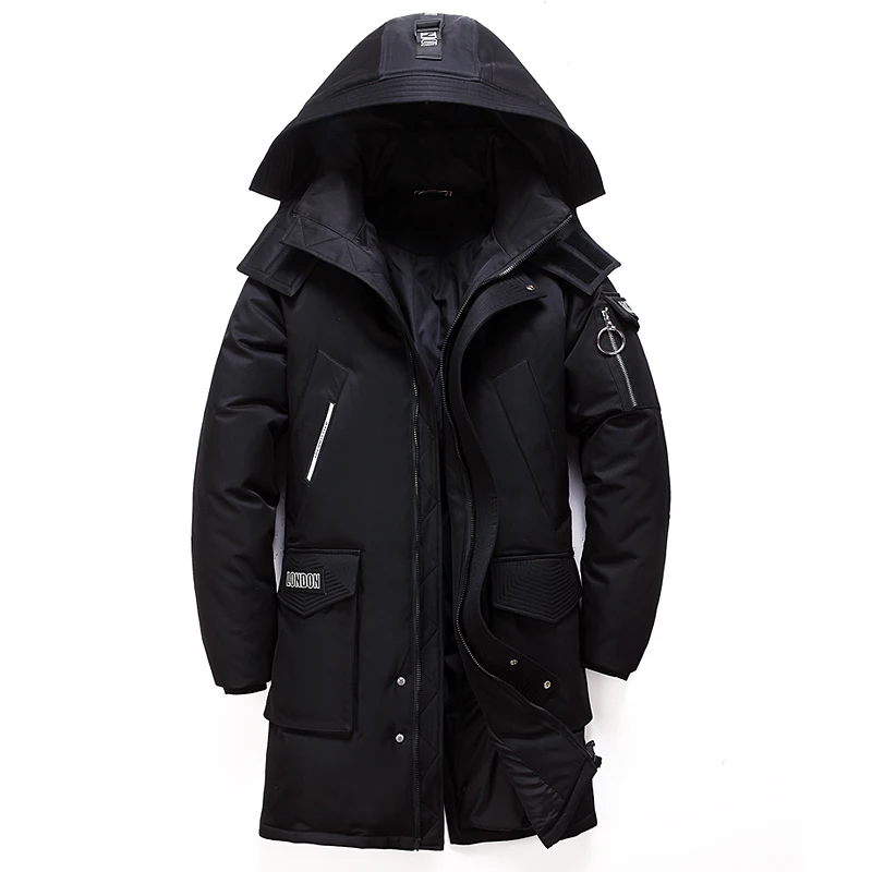 2021 brand clothing men down coat winter jacket hooded thicken warm long goose jackets white duck down casual snow outerwear