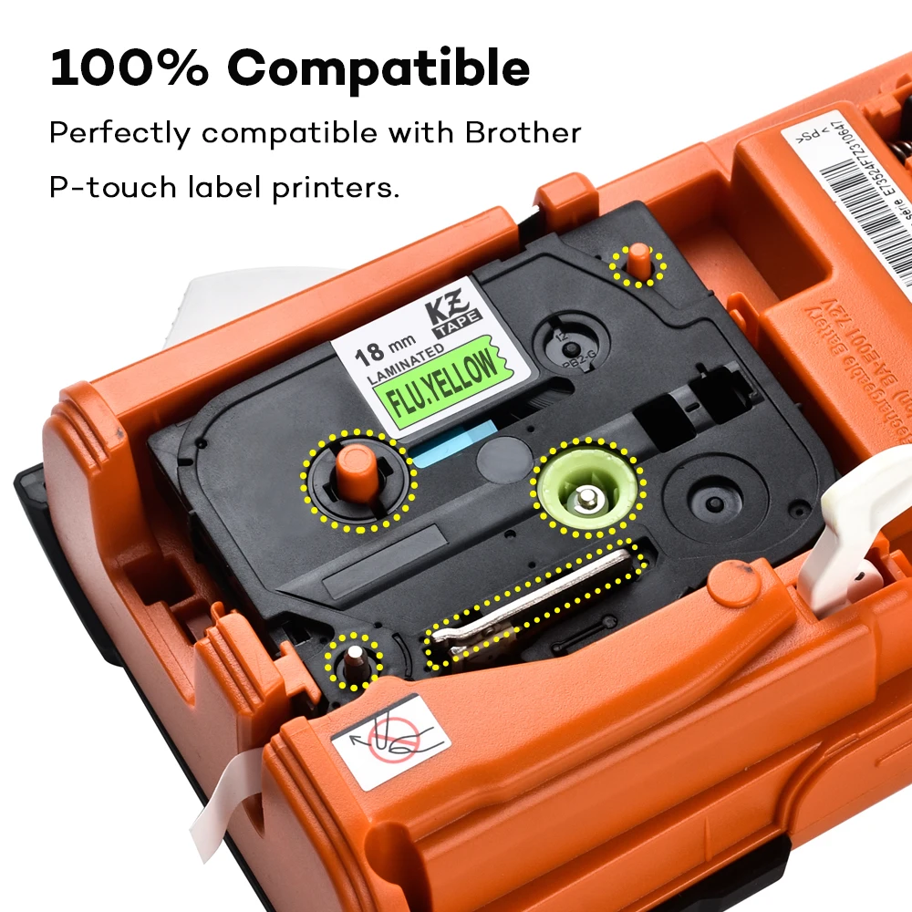 18Mm TzeC41 Zwart Op Griep. Geel Gelamineerd Label Tape Cassette Cartridge Label Lint Tze-C41 Tze C41 TzeC41 Voor P-Touch Pt