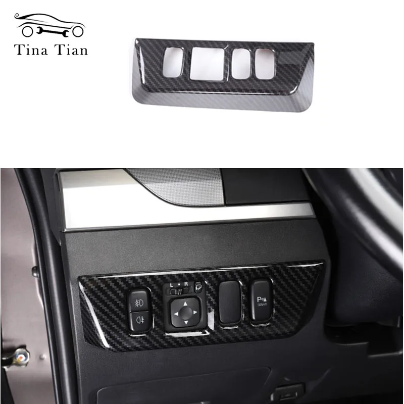 Fit for Mitsubishi PAJERO 2007-2019 2020 2021 Auto parts 1 pieces  Carbon fiber color headlight Decorative switch covers