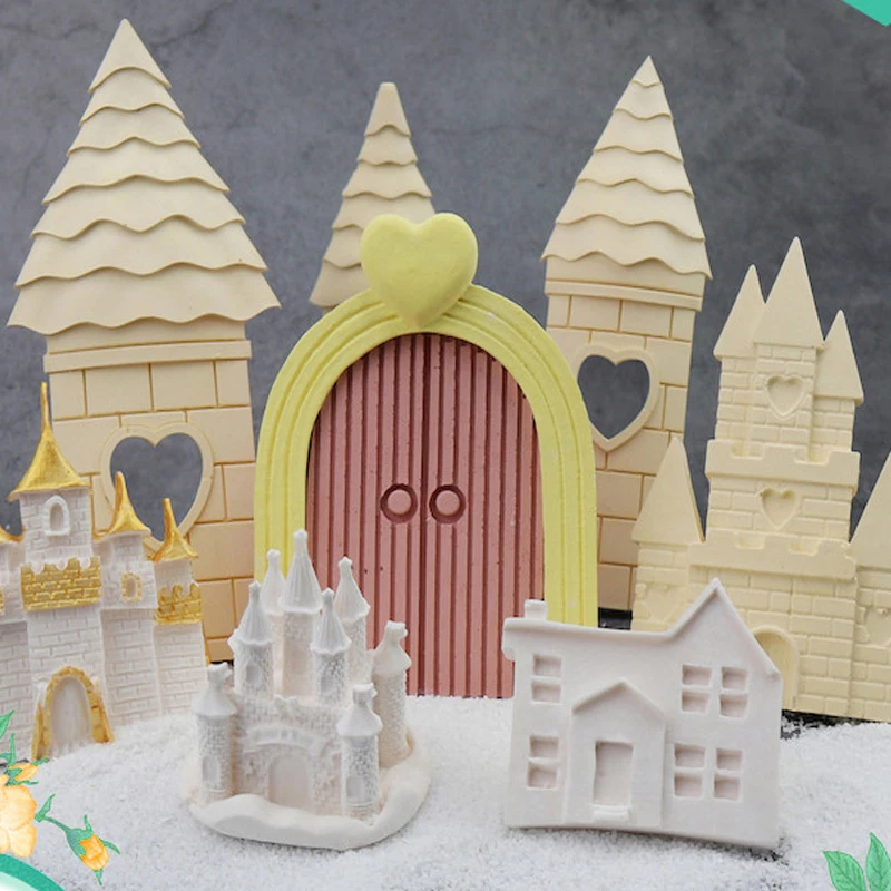 Castle 3D DIY Silicone Mold Chocolate Moulds Tray Jello Dessert Pastries Fondant Sugarcraft Forms Cake Decoration Tool M2598