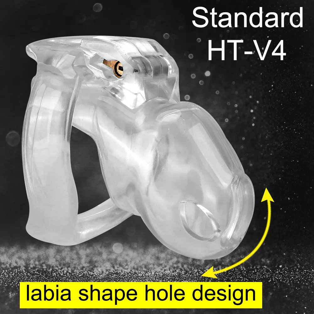 HT-V4 Plastic Chastity Cage With 36-50mm Penis Rings for Men Scrotum Lock Cock Stretcher Sex Toys Male 18 Harness Couple Games