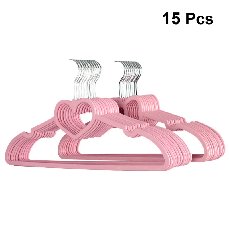 

10/15/20PCS Clothes Hanger Durable ABS Heart Pattern Coat Hanger for Adult Children Clothing Hanging Seamless Drying Rack