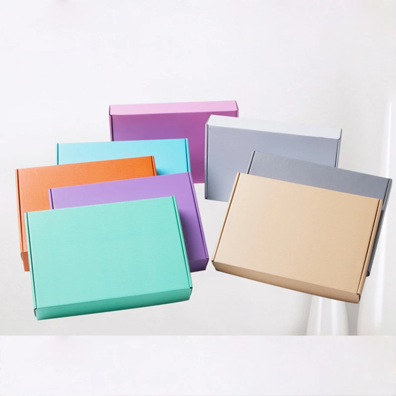 10Pcs Color Corrugated Paper Box 3 Layer Small Courier Box Jewelry Express Boxes Kraft Gift Packaging Box Logistics Supplies