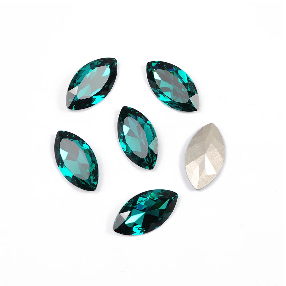 CTPA3bl 4227 Top Quality Fancy Rhinestone Blue Zircon Color Navette Shape 3pcs/pack Bling Stones For 3D DIY Nails Appliques