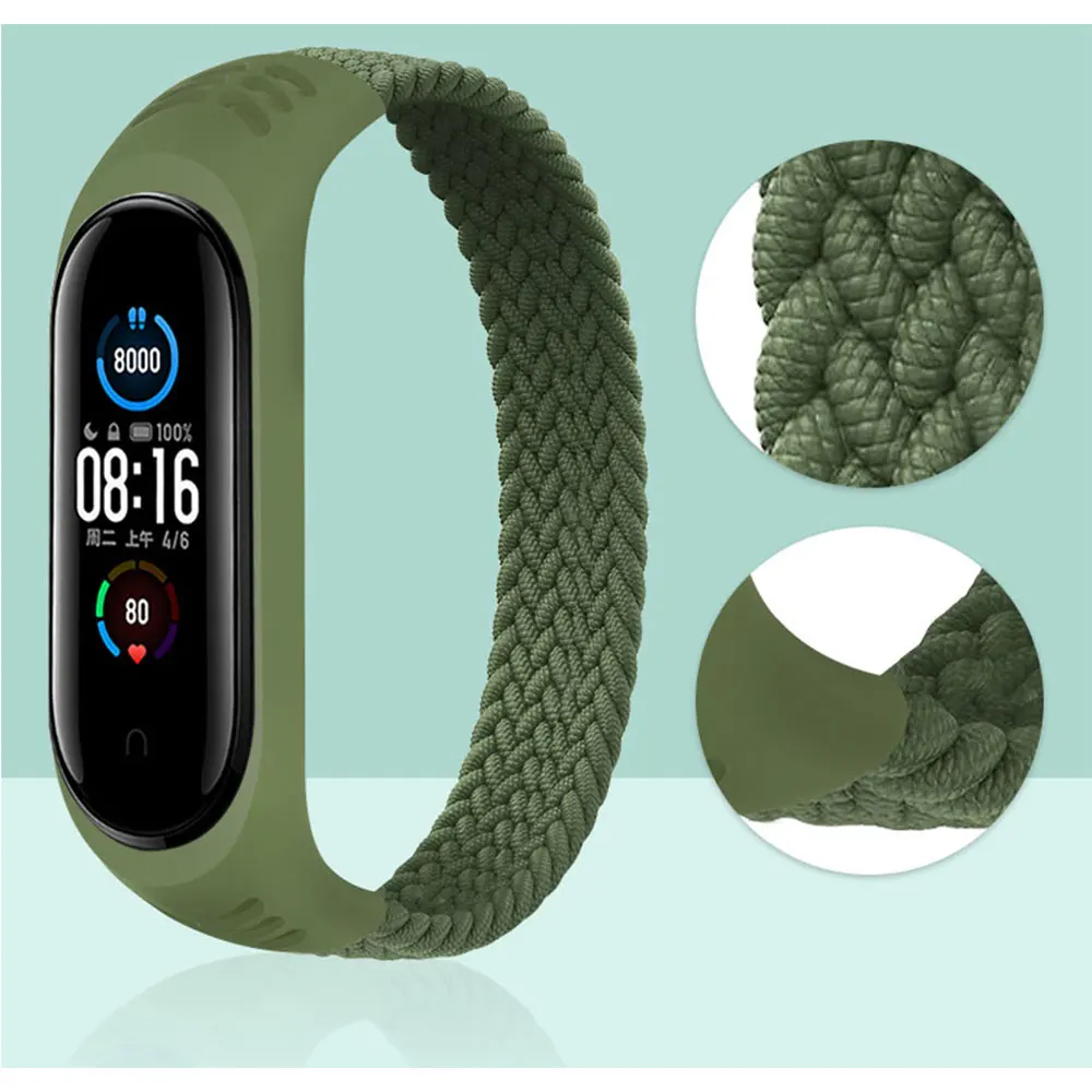 Dành Cho Xiaomi Mi Band 6 5 Dây Bện Nylon Dây Đeo Đồng Hồ Thông Minh Smartwatch Dây Vòng Đeo Tay MiBand 5 6 Độ Đàn Hồi Dây Đồng Hồ