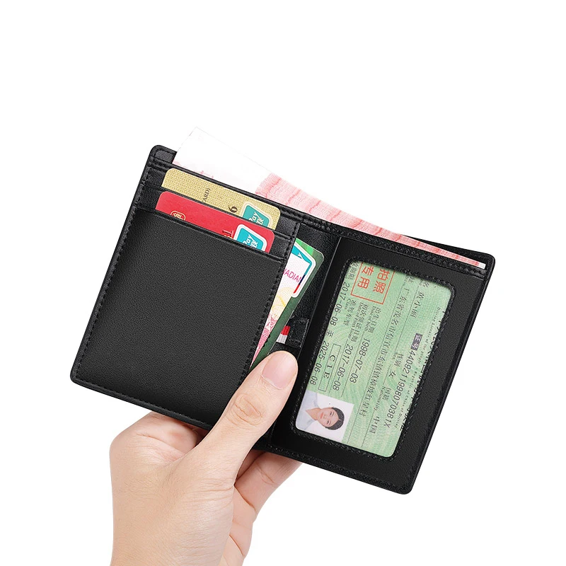 WILLIAMPOLO Rfid Wallet Leather Slim Luxury Brand Mini Credit Card Wallet For Men Short Black Wallet Men PL191466