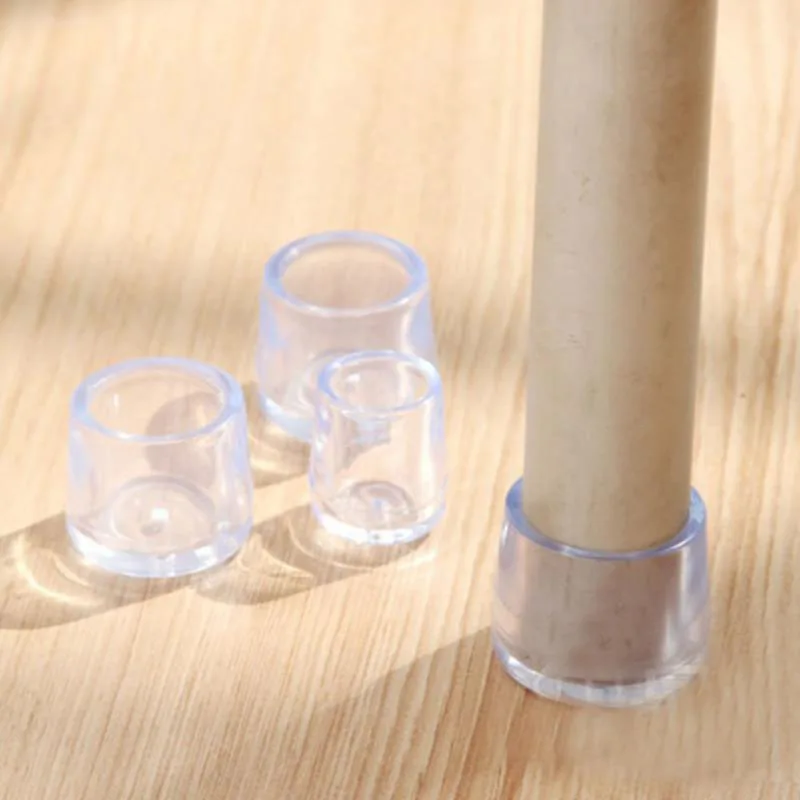 4pcs/set Transparent Round Chair Leg Caps Rubber Feet Protector Pads Covers Socks Plugs Cover Furniture Leveling Feet Home Decor