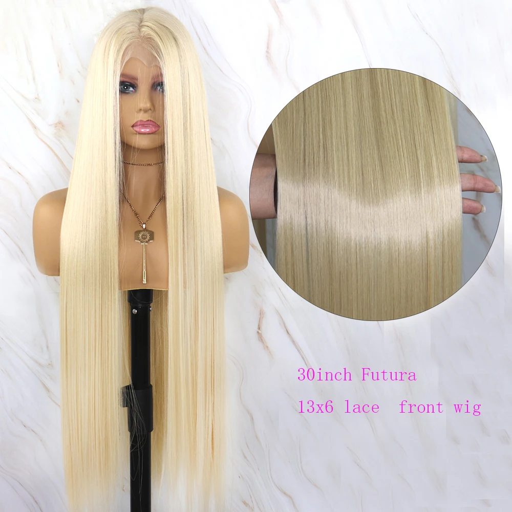 Beautiful Diary 30inch Blonde Lace Front Wigs Long Straight Futura Hair 13x6 Synthetic Lace Front Wigs For Women Gluesless Wigs