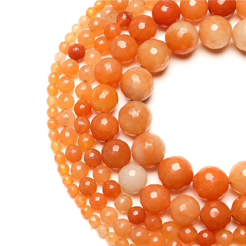 Wholesale for jewellery making Orange Aventurine Beads  Faceted Stone 4/6/8/10/12mm DIY Bracelet Necklace Accessories