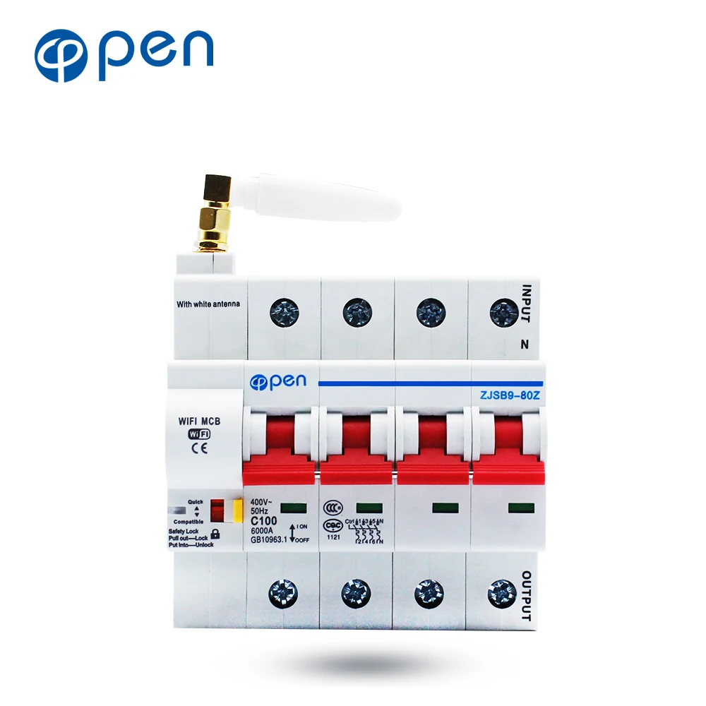 OPEN Wifi Circuit Breaker 4P 125A MCB Remote Control Timing Switch Delay Set Function Automatic Lock Intelligent