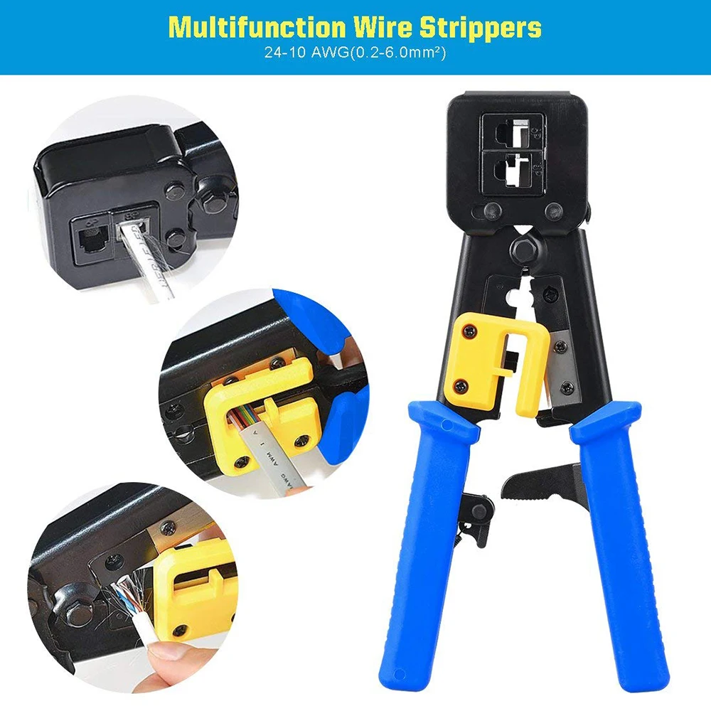 6P/8P RJ45 Crimping Pliers Tools Hand With LAN Cable Stripper Wire Cutting Crimper for Cat6 Cat5 Cat5e Network Repair Fast Ship