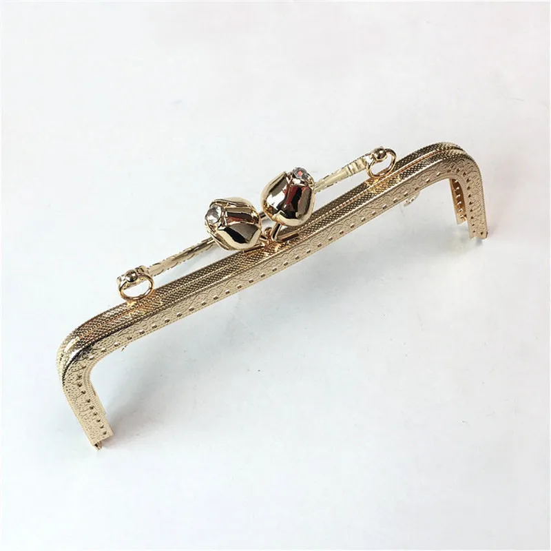 1Pcs 20CM Metal Purse Frame Handle Clutch Bag Accessories DIY Kiss Clasp Lock Bronze Embossing Square HandBag Hardware