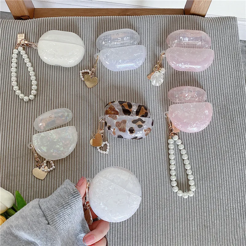 Funda rígida para auriculares Huawei Freebuds Pro 4, carcasa bonita con perlas, funda para auriculares con llavero, Huawei Freebuds 3