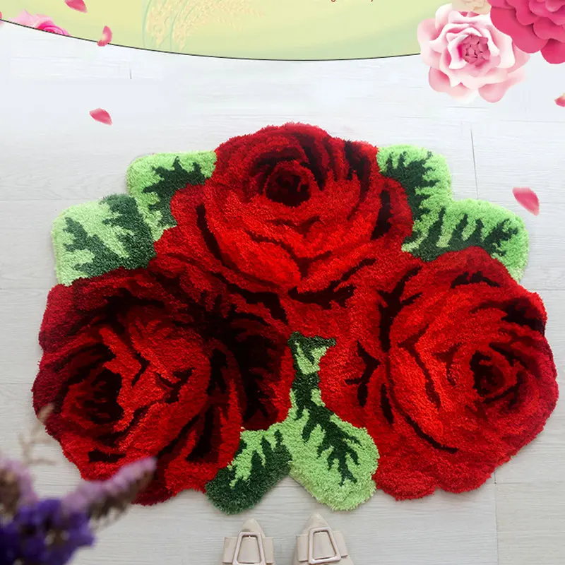 

Rose Flower Tufted Rug for Home Decor, Soft Plush Carpet, Anti-Slip, Bathroom Doormat, Living Room, Bedroom Floor Mat,Dropship